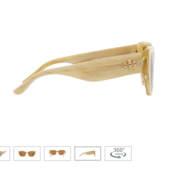 Tory Burch Sunglasses - Kira Ivory Horn Quilted with Brown Lenses - Picture 4 of 5